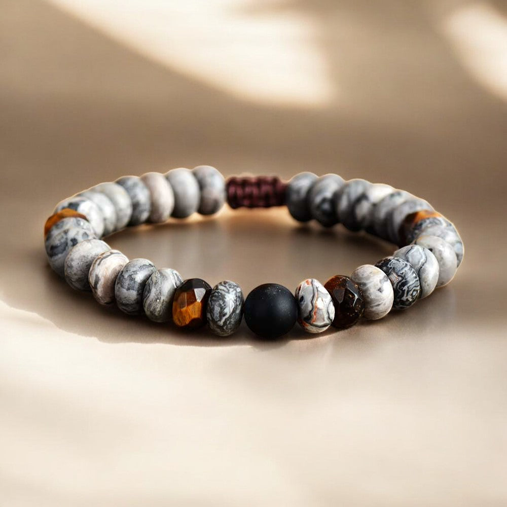 Herrenarmband aus Jaspis und Tigerauge
