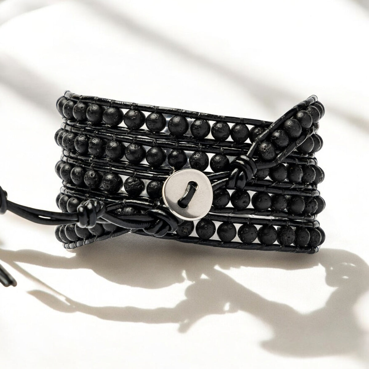 Bracelet enroulé en pierre de lave pour hommes