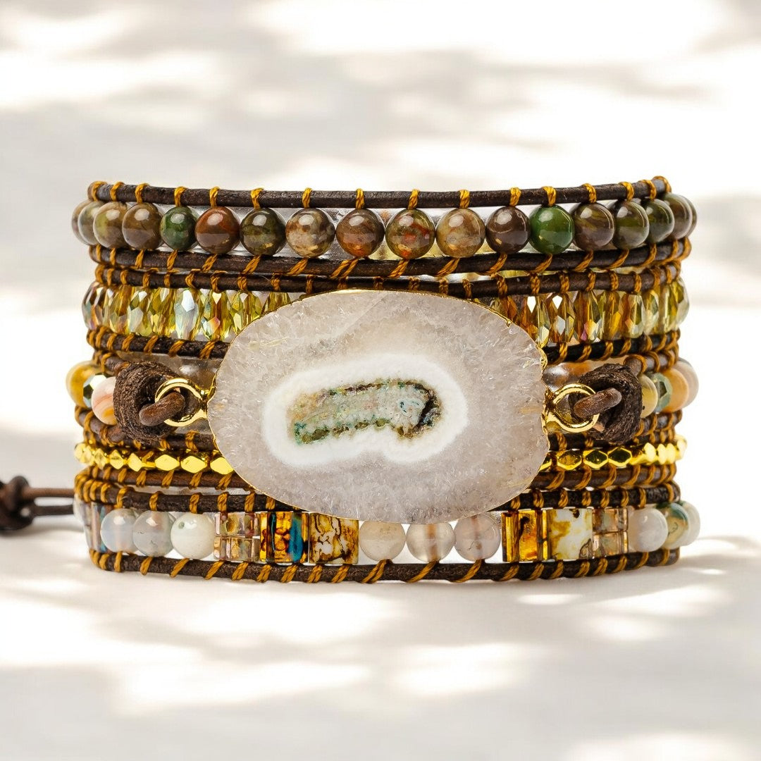 Mondlicht-Göttin Achat Wickelarmband