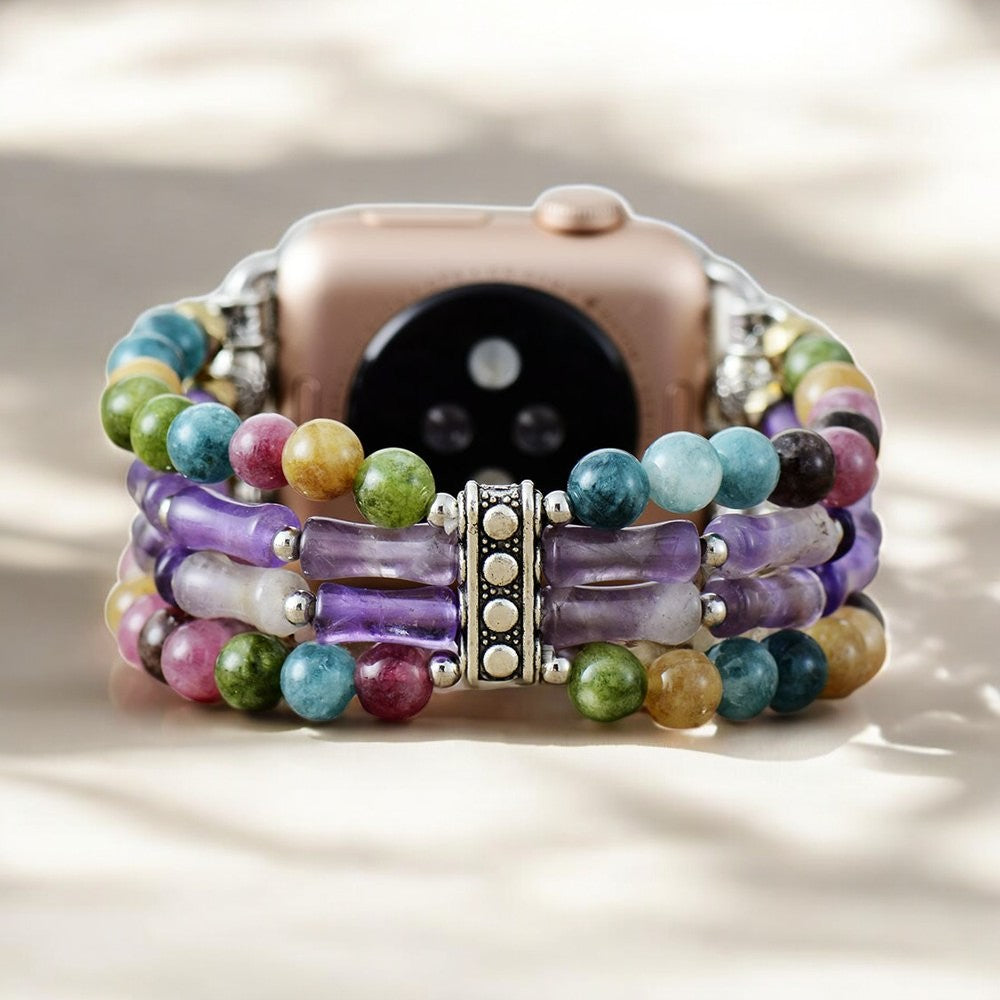 Stretch-Armband Apple Watch in Mosaik-Amethyst