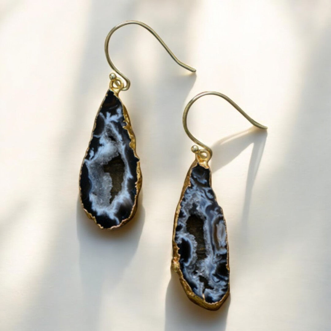 Boucles d'oreilles pendantes en agate naturelle