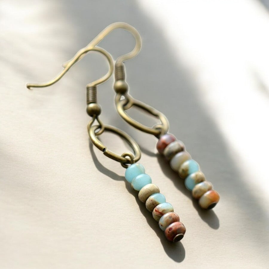 Boucles d'oreilles en jaspe en pierre naturelle