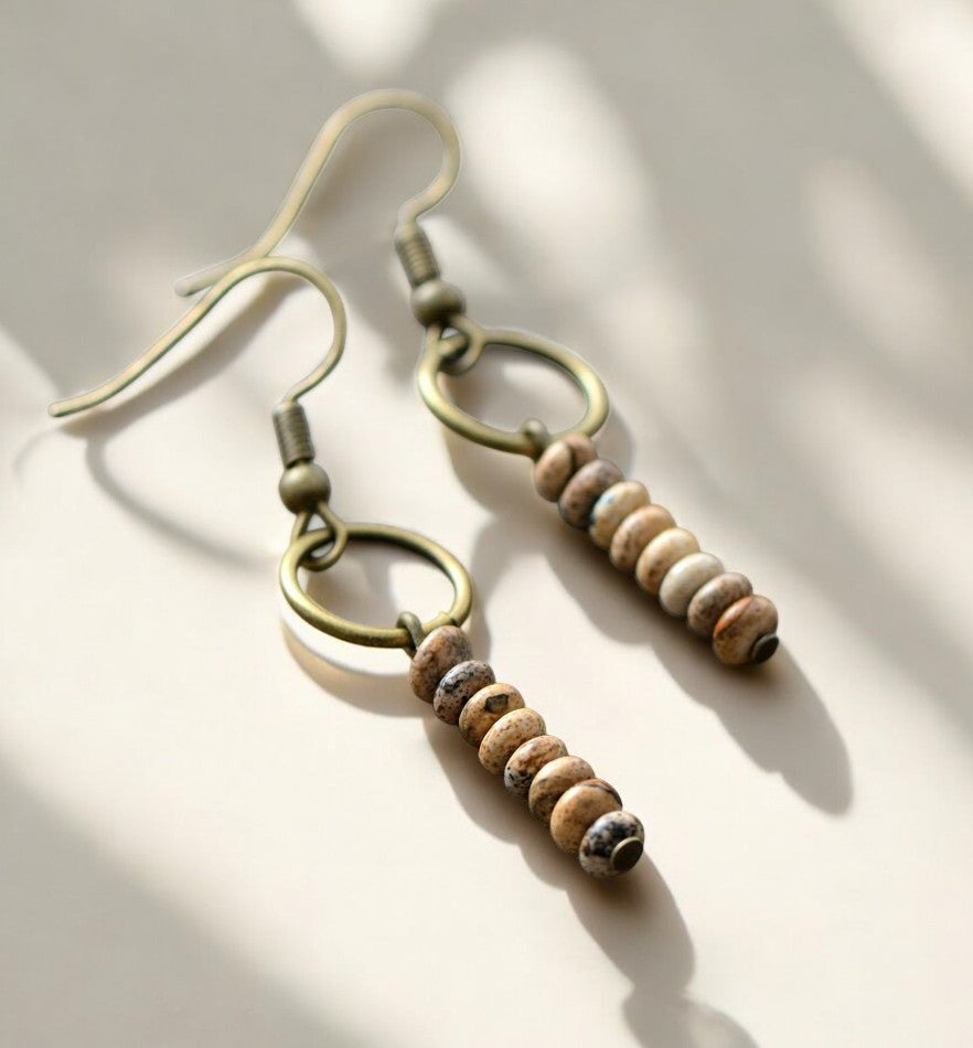 Boucles d'oreilles en jaspe en pierre naturelle