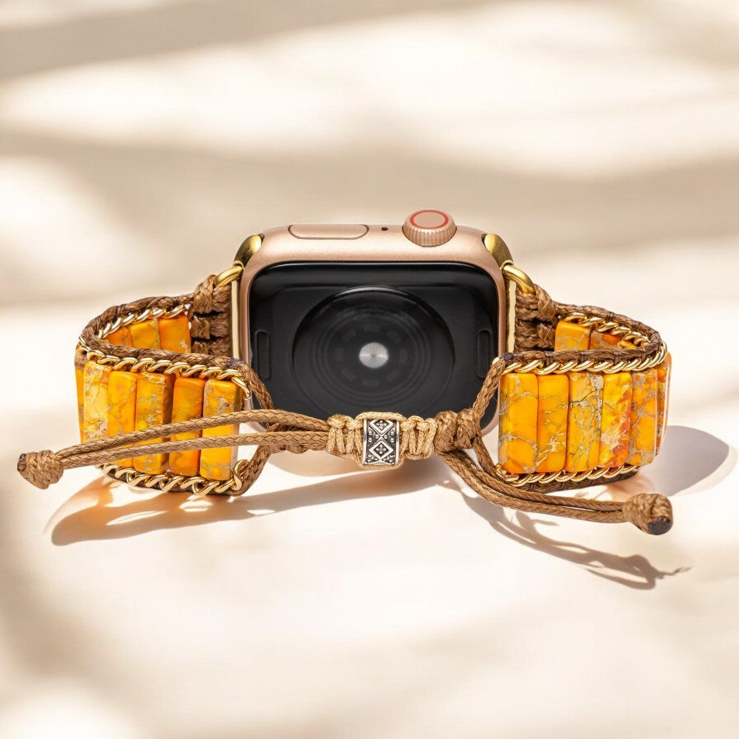 Bracelet Apple Watch en jaspe impérial pêche