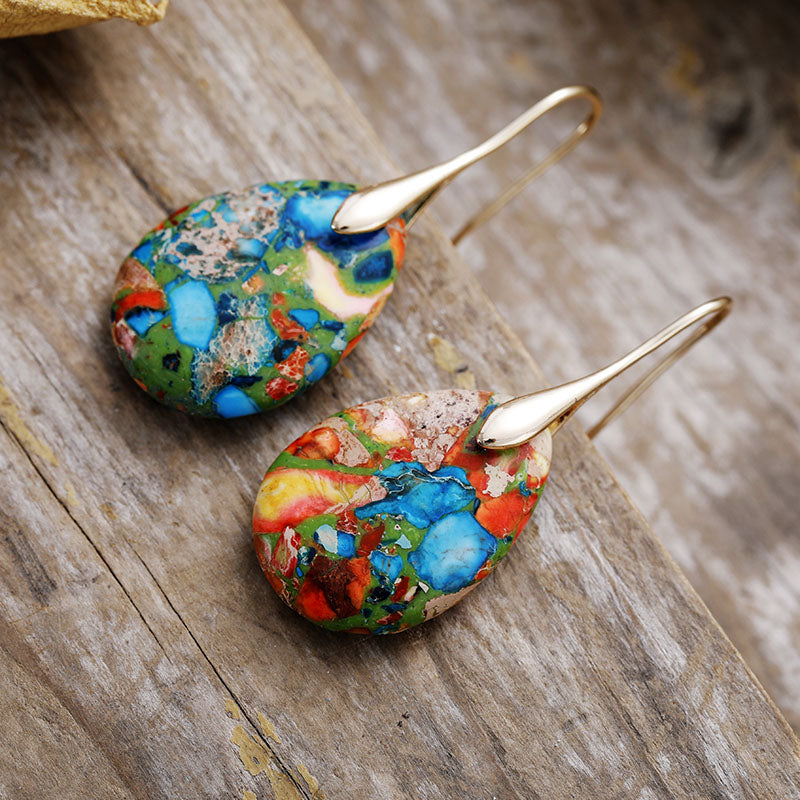 Boucles d'oreilles pendantes Essence de jaspe