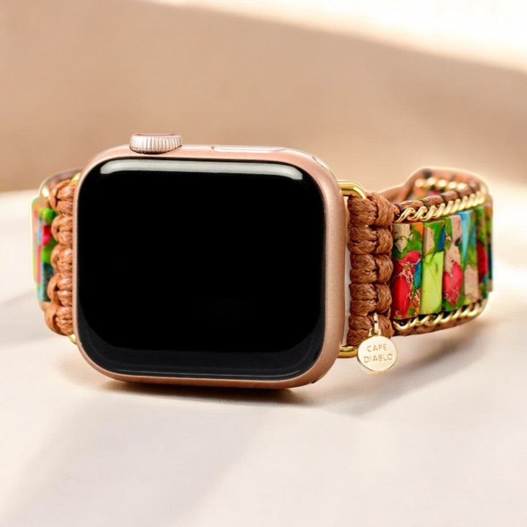 Bracelet Apple Watch en jaspe de la forêt tropicale