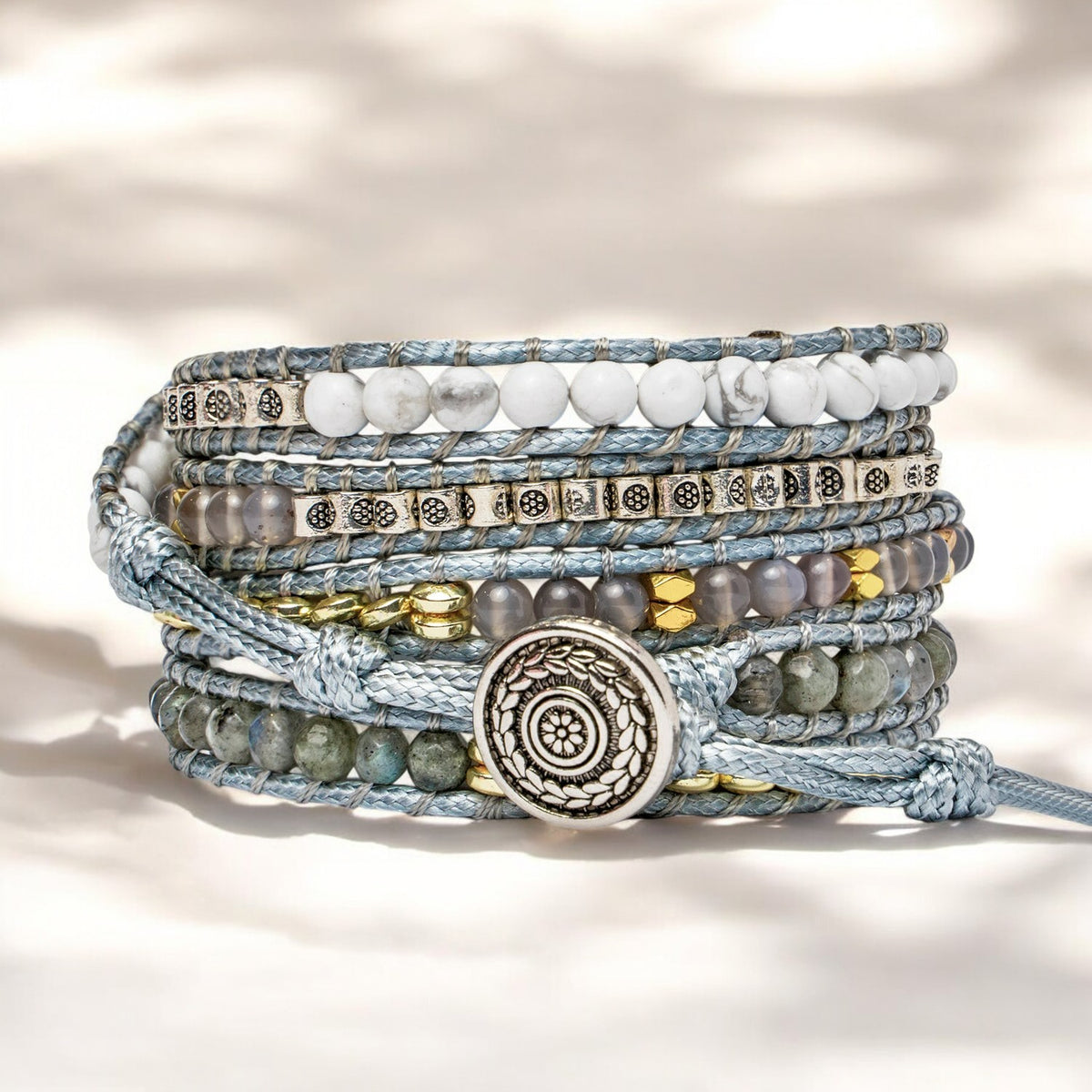 Bracelet enveloppant en quartz rose