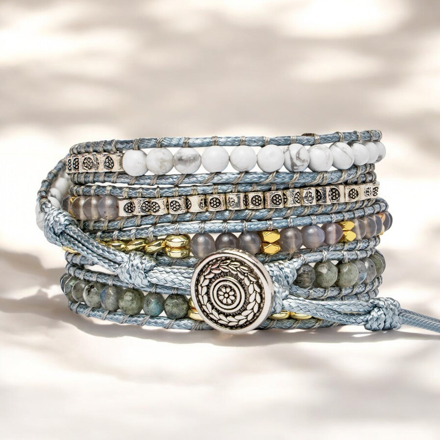 Bracelet enveloppant en quartz rose