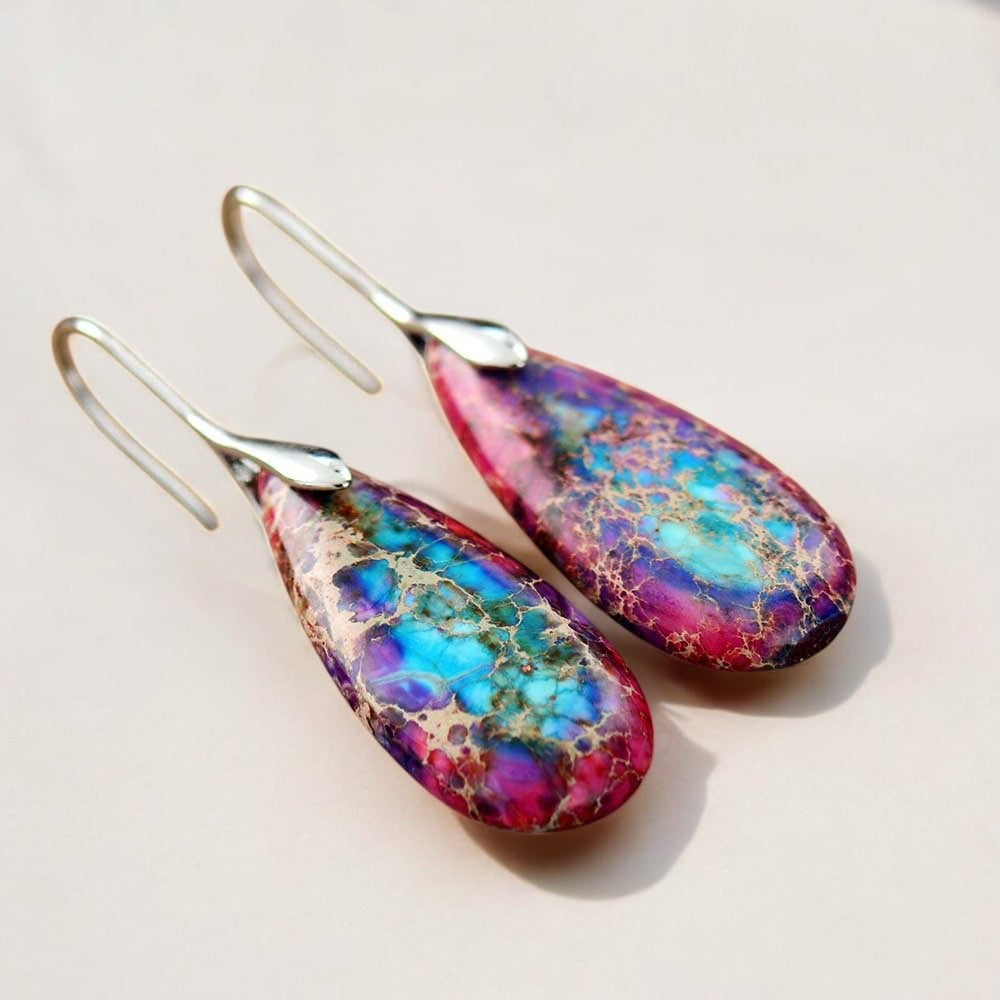 Boucles d'oreilles en jaspe énergétique tibétain