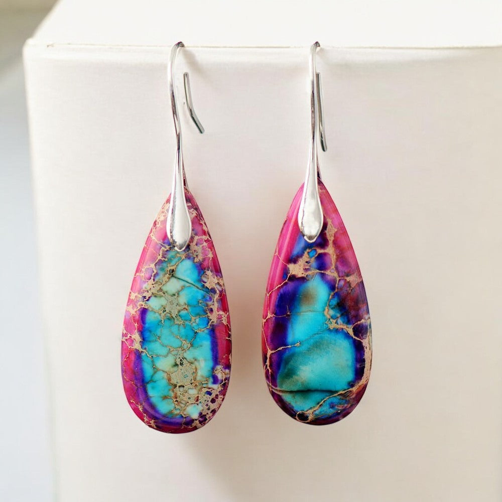 Boucles d'oreilles en jaspe énergétique tibétain