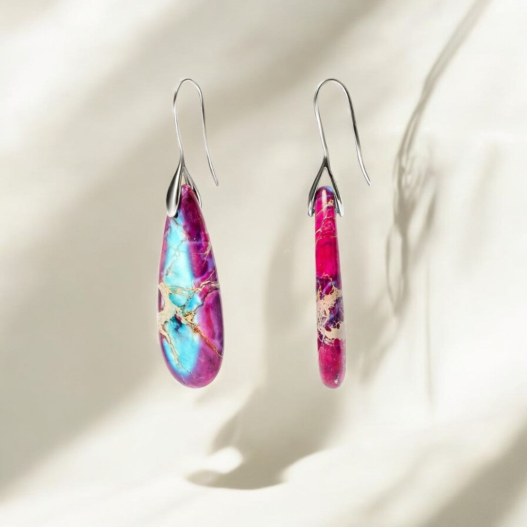 Boucles d'oreilles en jaspe énergétique tibétain