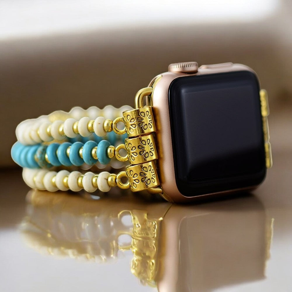 Türkisfarbener Howlith Stretch Apple Watch Armband