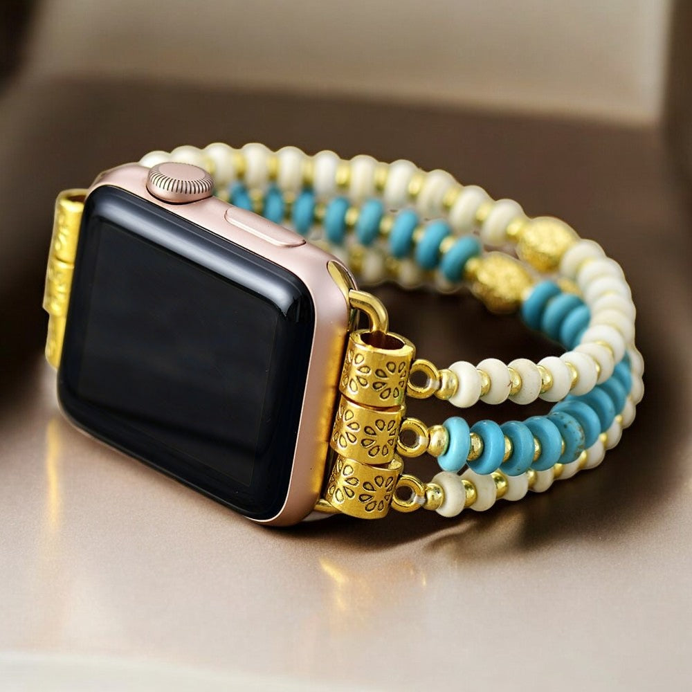 Türkisfarbener Howlith Stretch Apple Watch Armband