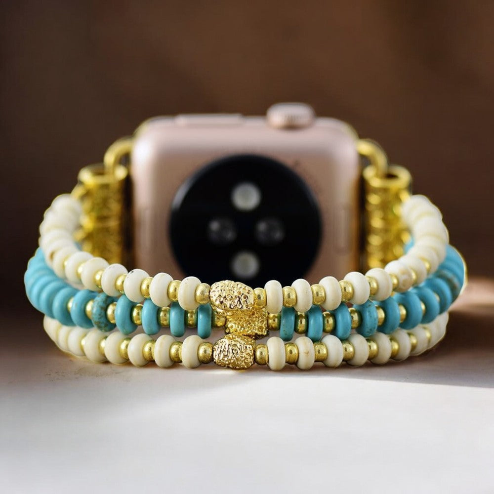 Türkisfarbener Howlith Stretch Apple Watch Armband