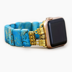 Türkises tibetisches Jaspis-Stretch-Apple-Watch-Armband