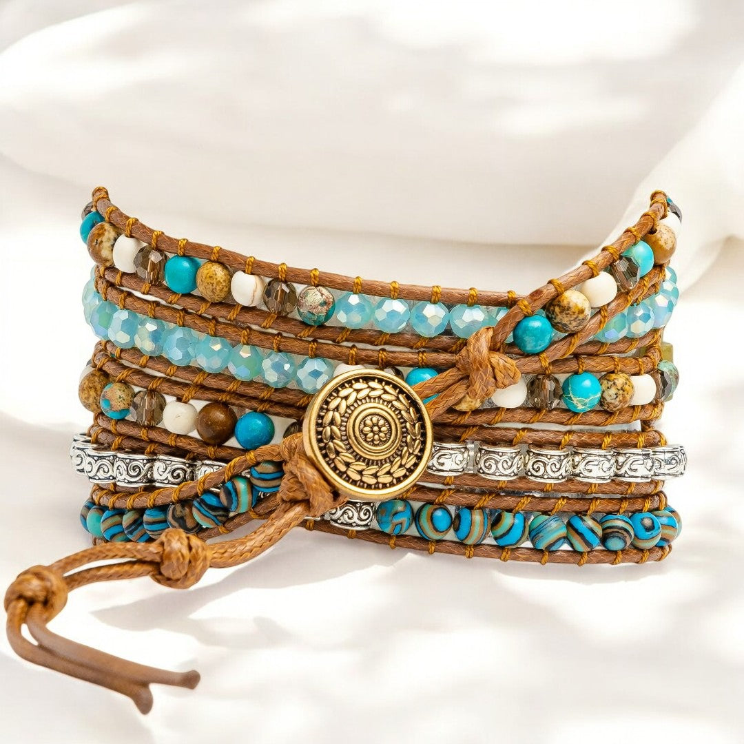 Bracelet Apple Watch en jaspe océan torsadé