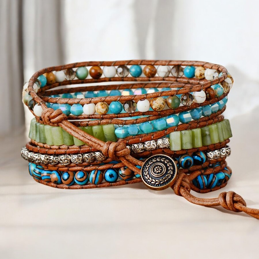 Gewickeltes Armband aus Twisted Ocean Jasper