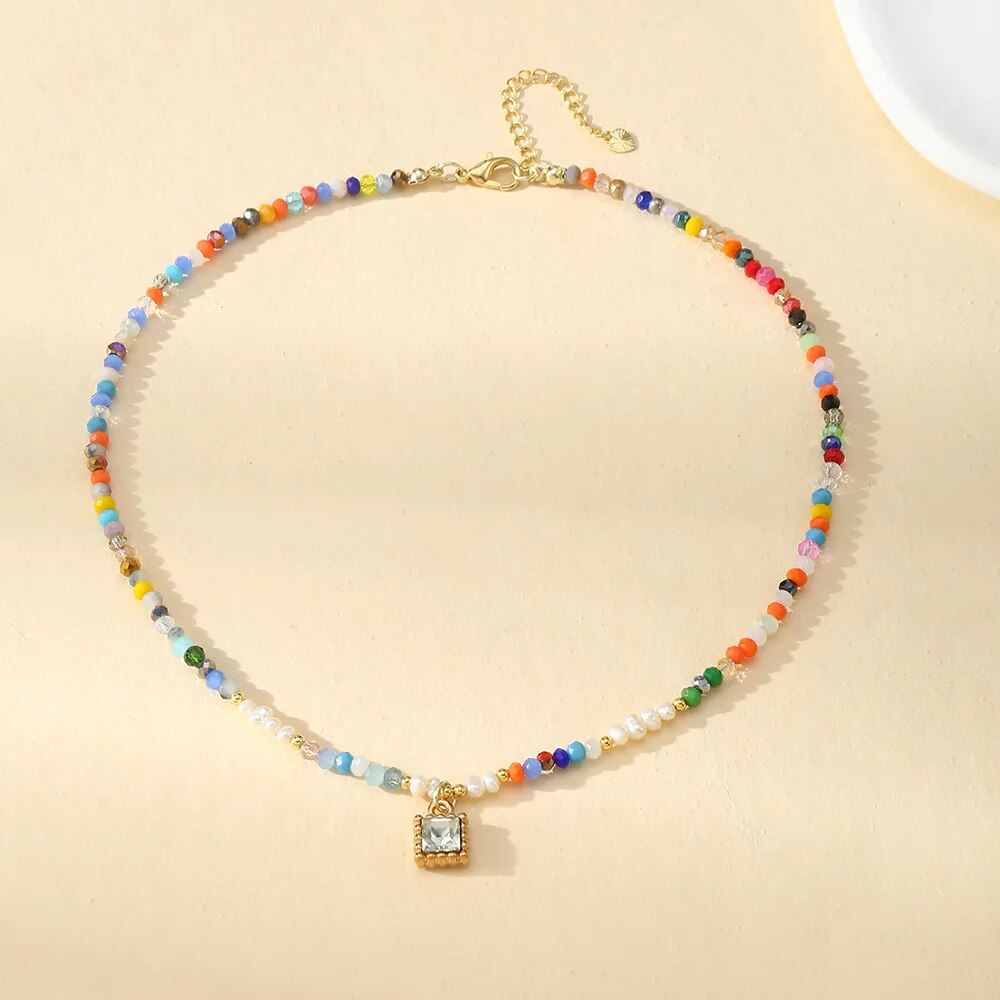 Collier ras du cou en cristal Rainbow Frost