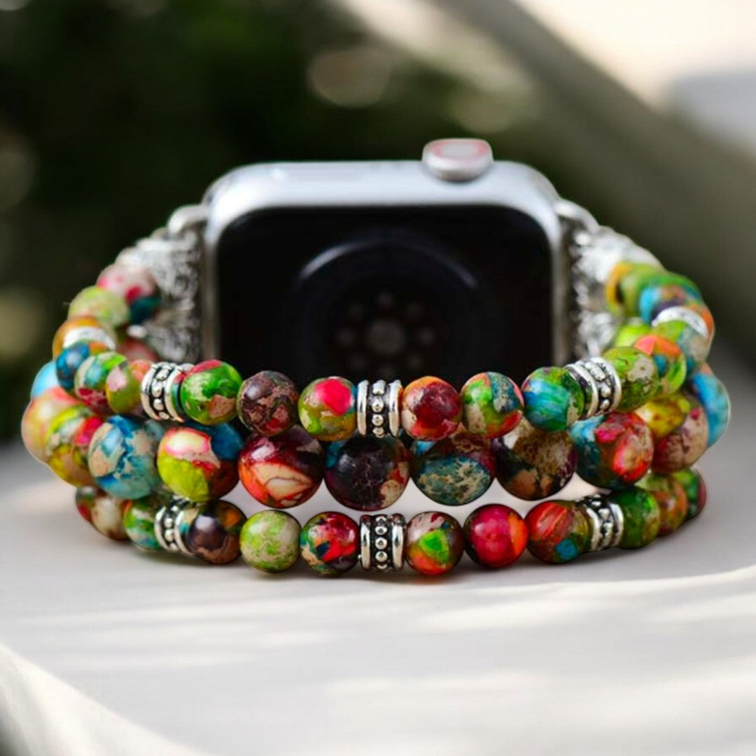 Bracelet Apple Watch extensible en jaspe vigne