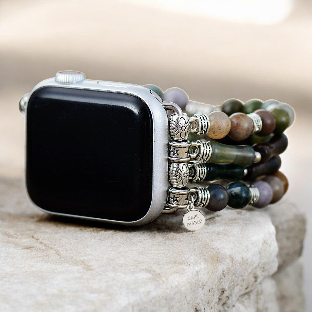 Bracelet extensible en agate vintage pour Apple Watch