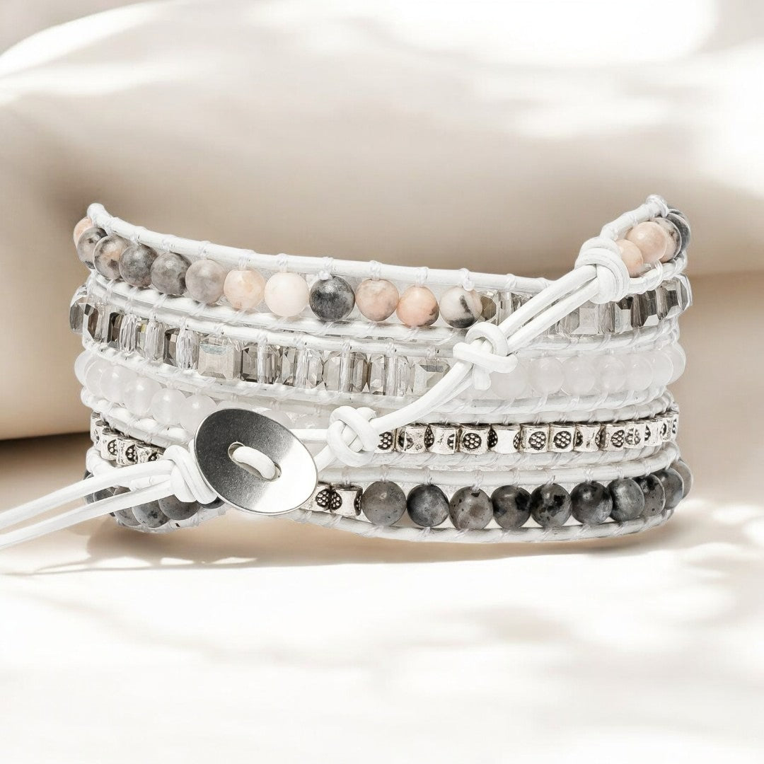 Weißes Labradorit Wickelarmband